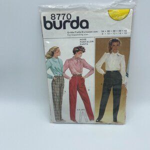 Burda 8770 Women's Hose Pantalon Pants 8 10 12 14 16 Sewing Pattern Cut